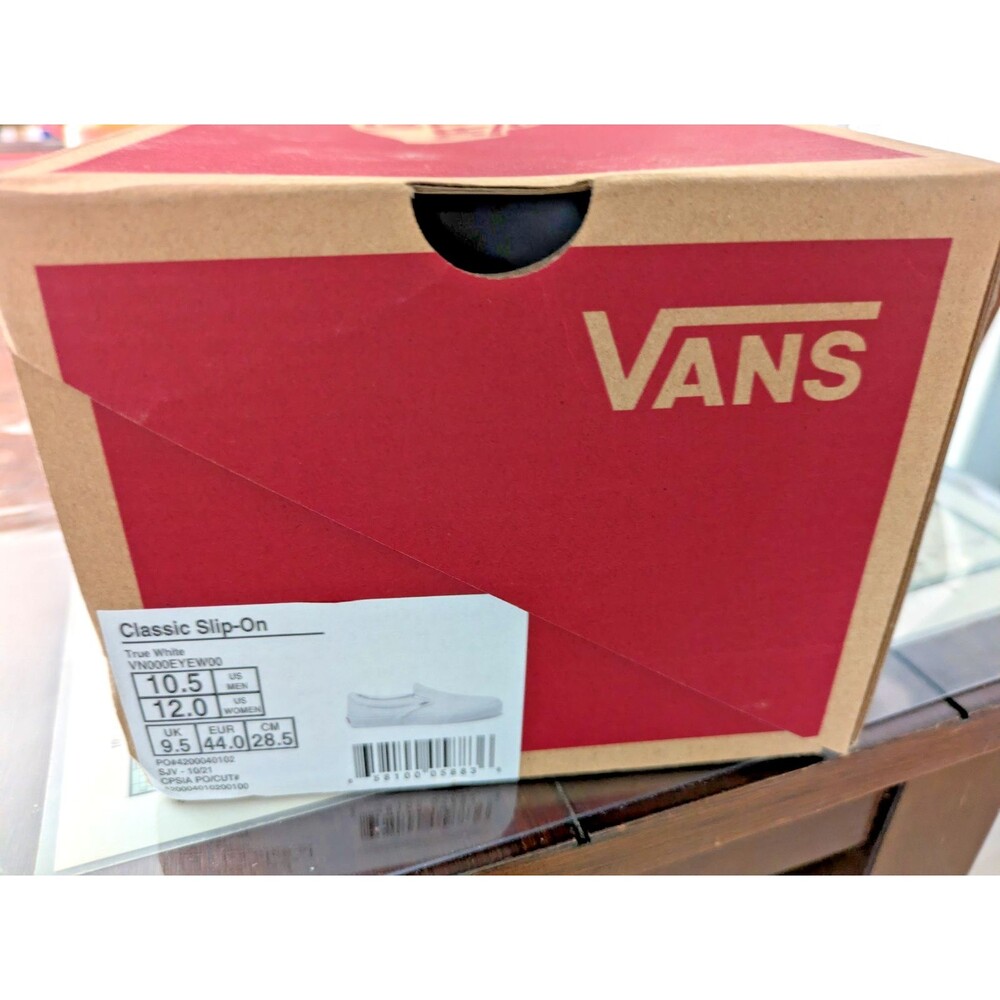 NIB Vans Classic Slip-On True White Canvas Shoes Men's 10.5 / Women's 12.0 - Picture 5 of 13